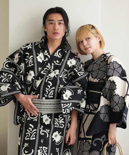 utatane 浴衣 手染め注染メンズ浴衣3点セット utatane×注染工房 斧琴菊