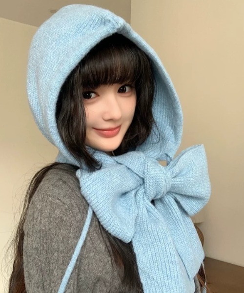 CELENA BEATS ニット帽 ニットキャップ ロングニットフードマフラー