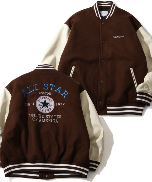 CONVERSE（コンバース） スタジャン デニム＆フェイクメルトン 袖