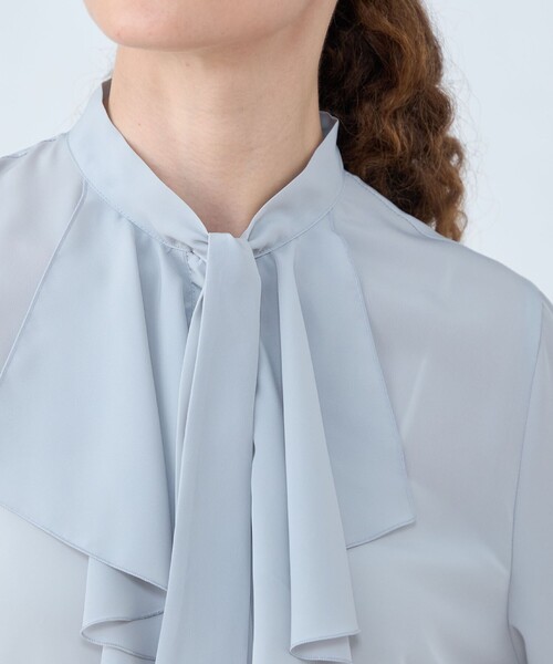 Ballsey（ボールジィ） ブラウス シャツ クリアデシン フリルボウタイ