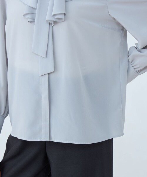 Ballsey（ボールジィ） ブラウス シャツ クリアデシン フリルボウタイ