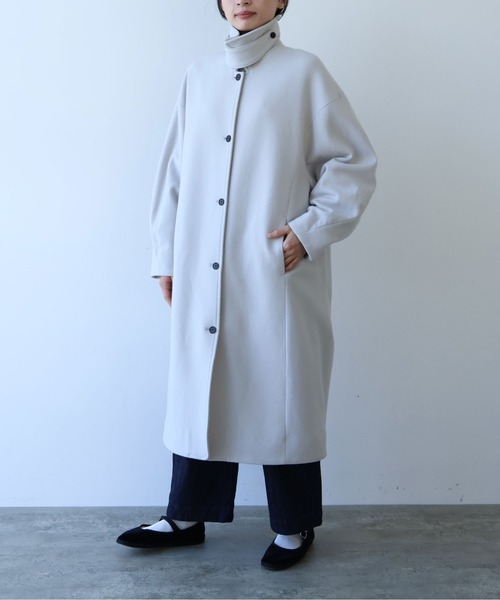 yuni ステンカラーコート コート ウールsuper100 bal collar cocoon