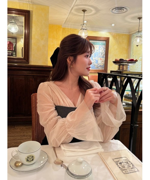 Her lip to ニット セーター Tulle Sleeve Knit Top レディース