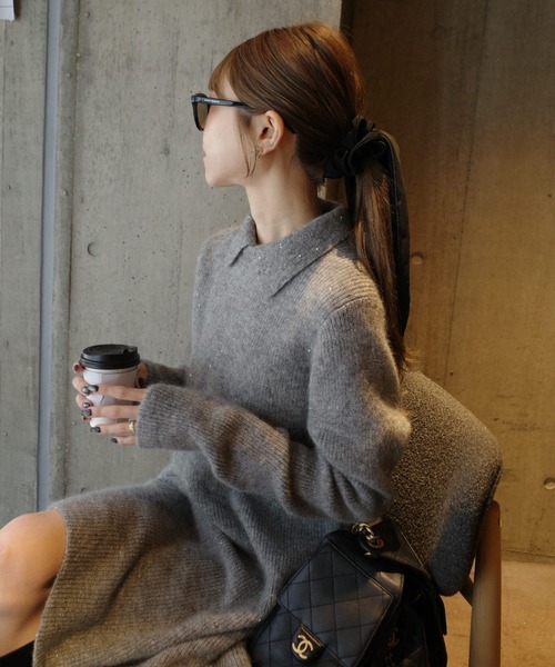 Mila Owen（ミラオーウェン） ニット セーター 襟付きペプラムニット