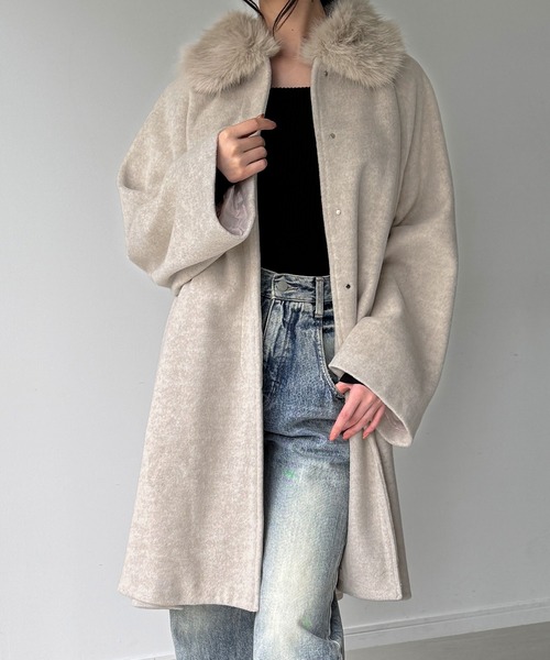 JUNOAH（ジュノア） ノーカラーコート コート 「取り外し可能