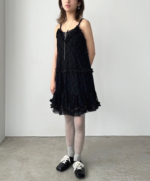 Jewelobe（ジュエローブ） キャミソール フリル×レースビスチェ