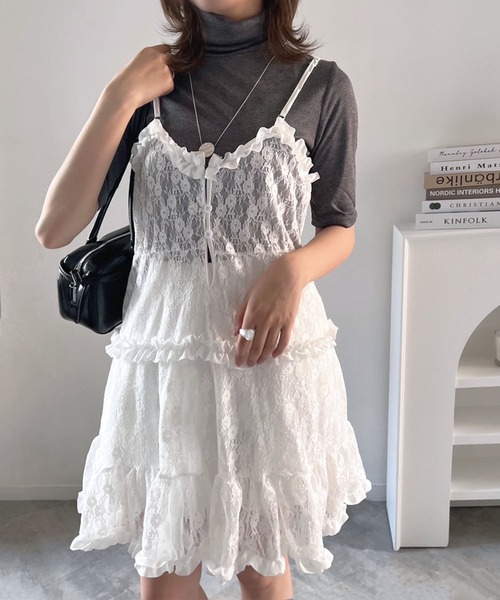 Jewelobe（ジュエローブ） キャミソール フリル×レースビスチェ