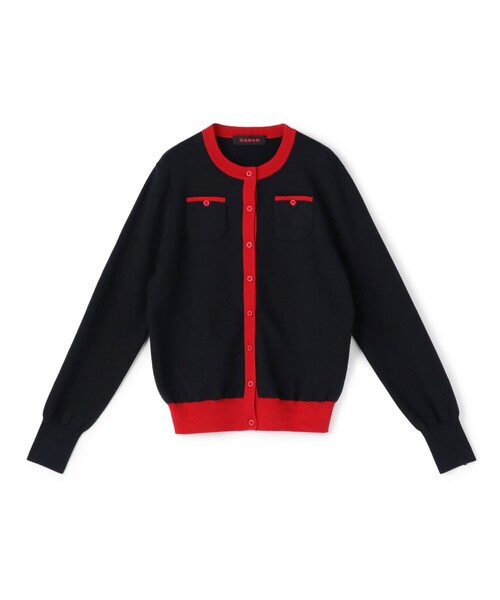 CABaN（キャバン） カーディガン コットンカシミヤ バイカラークルー