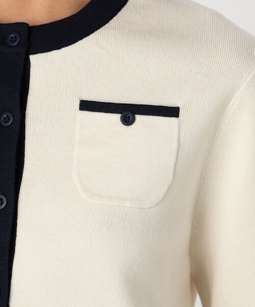 CABaN（キャバン） カーディガン コットンカシミヤ バイカラークルー