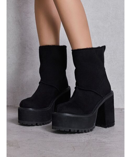 GYDA（ジェイダ） ブーツ フェイクムートンplatformショートブーツ