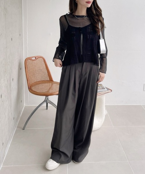 Ada. キャミソール クロシェレース フロントボタン キャミソール