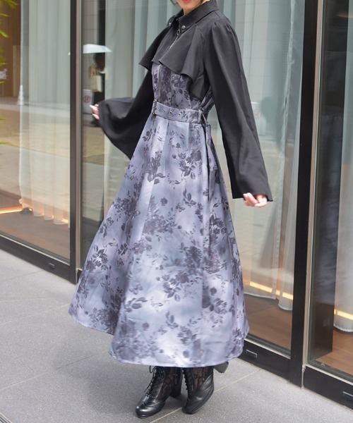 axes femme（アクシーズ ファム） ワンピース 蝶々×花柄ジップOP