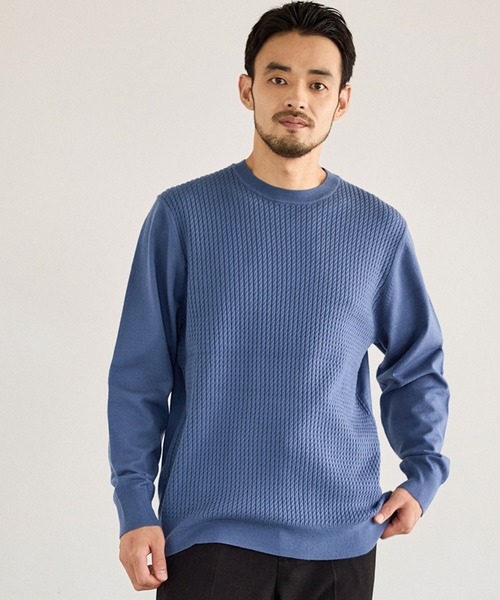 JUN STANDARD PICKS セーター ニット 前身ケーブルクルーネックニット