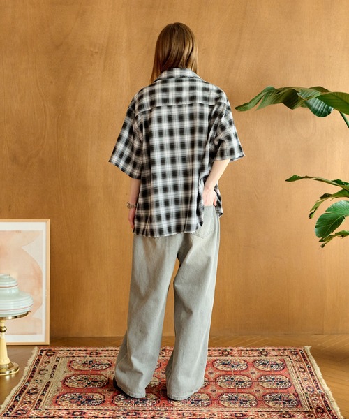 WETTEMPT シャツ OPEN COLLAR DAMAGED OMBRE CHECK SHIRT /オープン