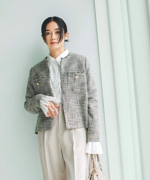 THE SHOP TK ジャケット ノーカラージャケット 「ONOFF活躍/セレモニー