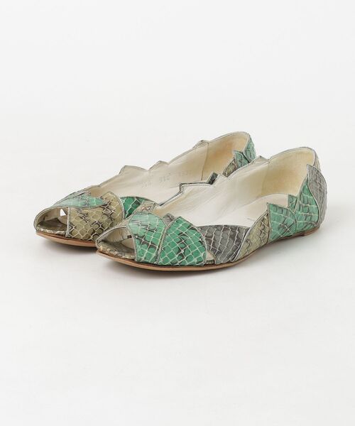 miu miu（ミュウミュウ） フラットパンプス 37 グリーン レディース