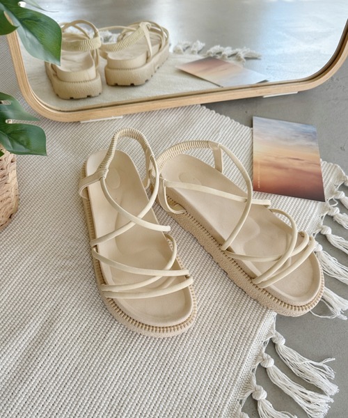 CLEA サンダル クロスストラップ厚底サンダル レディース : ZOZOTOWN