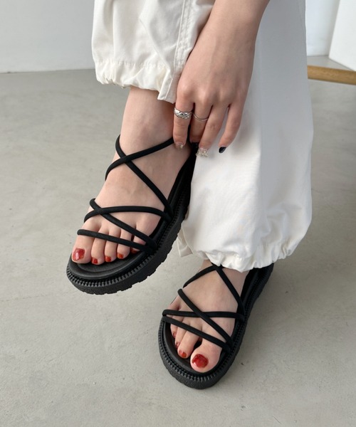 CLEA サンダル クロスストラップ厚底サンダル レディース : ZOZOTOWN