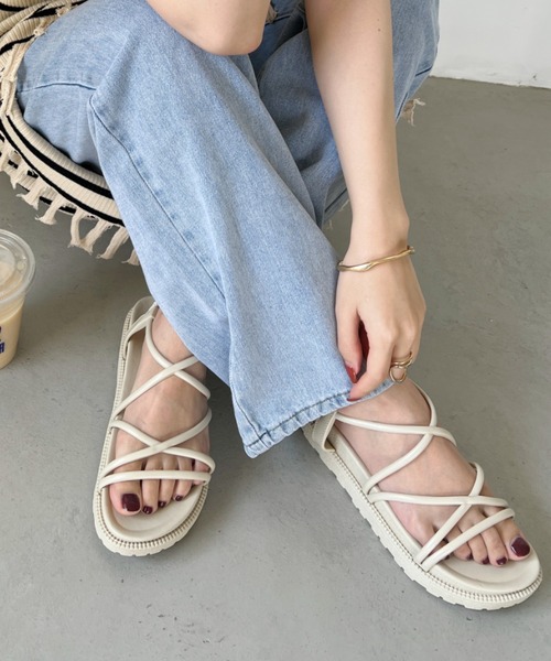 CLEA サンダル クロスストラップ厚底サンダル レディース : ZOZOTOWN