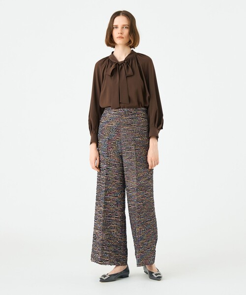 Ballsey（ボールジィ） ブラウス シャツ シアートロピカル ボウタイ