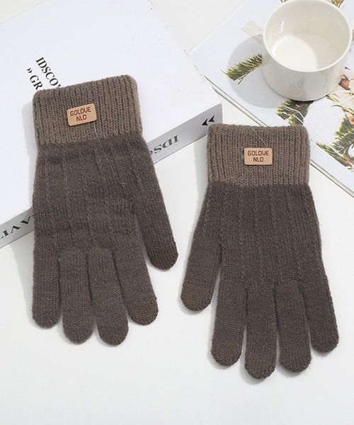 手袋 「M2SUQARED/エムツースクエア」ロゴニット手袋/グローブ/2トーン