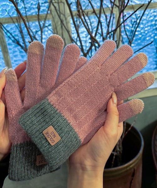 手袋 「M2SUQARED/エムツースクエア」ロゴニット手袋/グローブ/2トーン