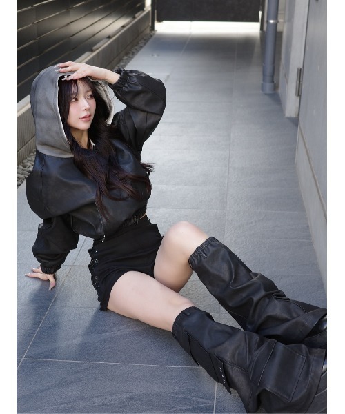 Darich（ダーリッチ） コート アウター スウェットフーディーレザー