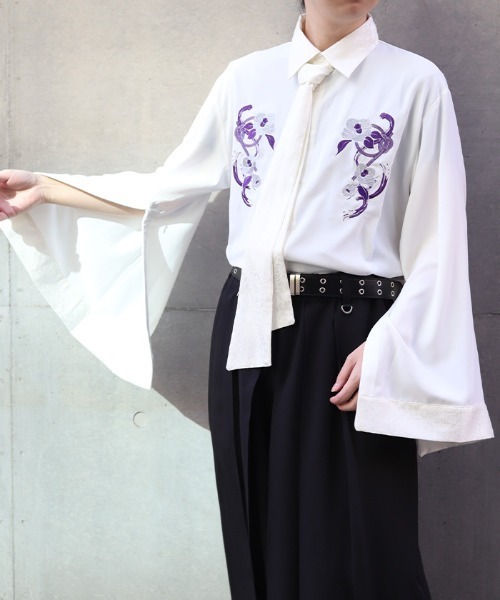 REZEN（リゼン） シャツ 椿×水引刺繍ボウタイ付シャツ メンズ