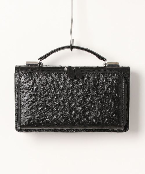 クラッチバッグ オーストリッチ型押しレザーセカンドバッグ メンズ