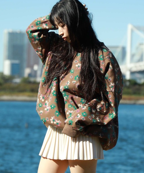 トレーナー スウェット 「HOOK」for girls 総花柄スウェット