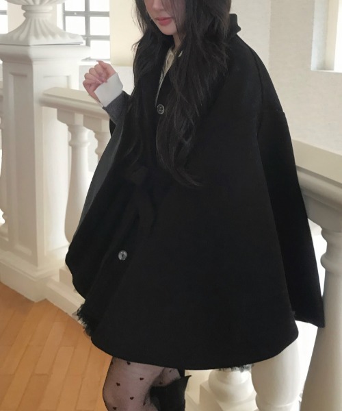 Diosfront ポンチョ オーバーサイズメルトンポンチョコート レディース