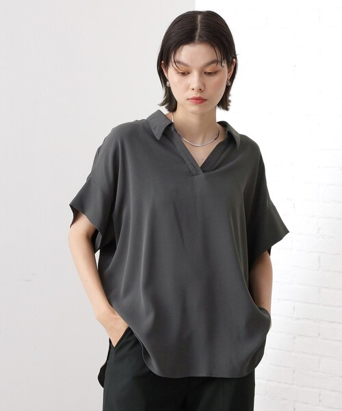 THE SHOP TK ブラウス シャツ 「インしなくても決まる」スキッパー