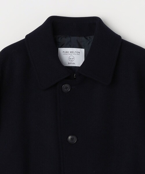 SHIPS any pコート ピーコート any: PURE WOOL MELTON シングル P