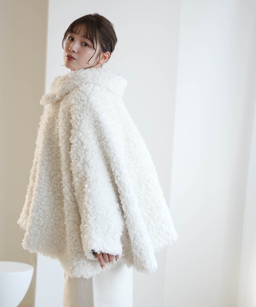 utatane ポンチョ コート プードルファーポンチョ ニコアンティーク