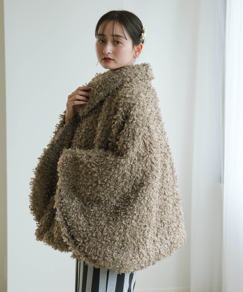 utatane ポンチョ コート プードルファーポンチョ ニコアンティーク