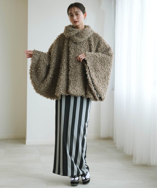 utatane ポンチョ コート プードルファーポンチョ ニコアンティーク