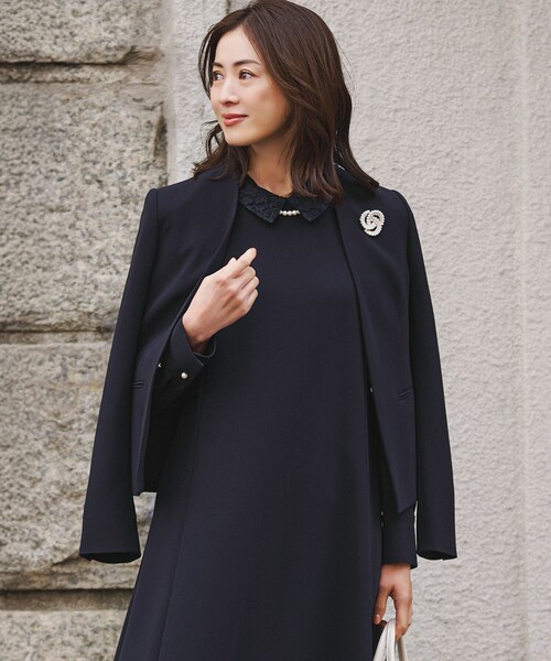 ジャケット ノーカラージャケット 「セットアップ対応/洗える」トリア