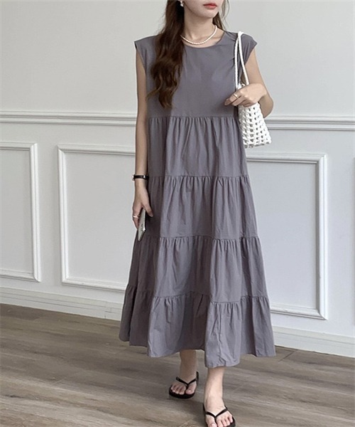 FREE STYLISTS ワンピース ノースリーブティアードワンピース