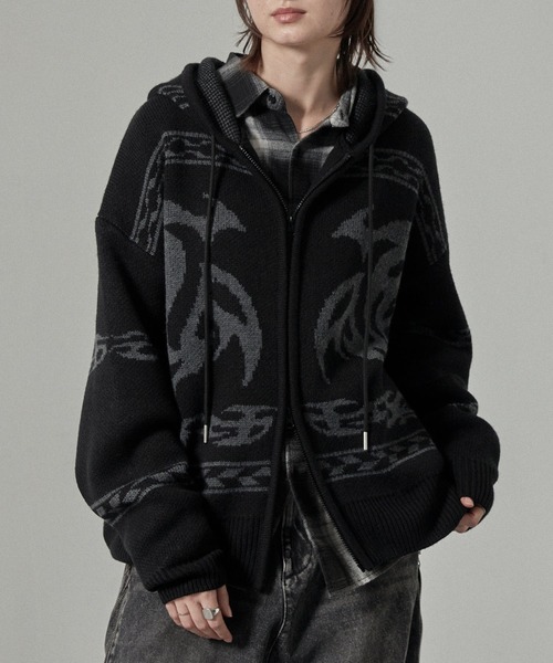 パーカー 「Alfred Alex」トライバル ローゲージ オーバーサイズ