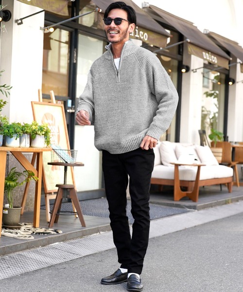 JIGGYS SHOP（ジギーズショップ） セーター ニット ハーフジップ あぜ