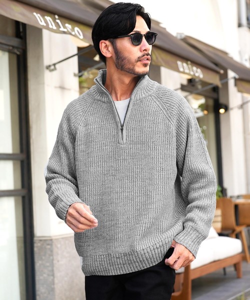 JIGGYS SHOP（ジギーズショップ） セーター ニット ハーフジップ あぜ