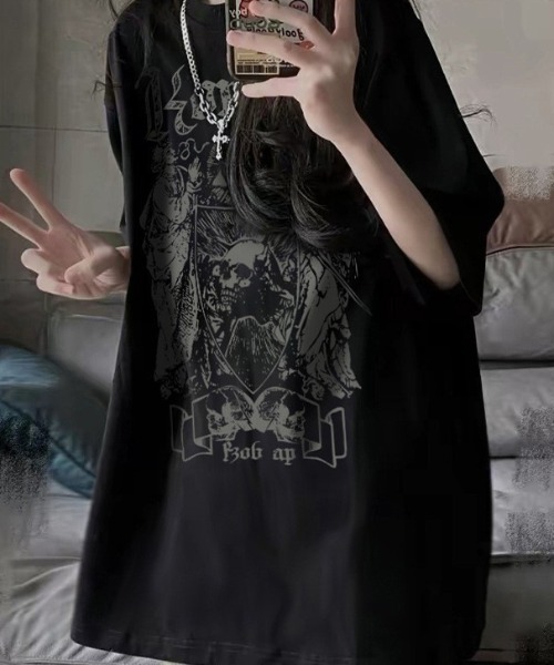 DEVICE（デバイス） tシャツ ダーク ドクロ グラフィック ヴィンテージ