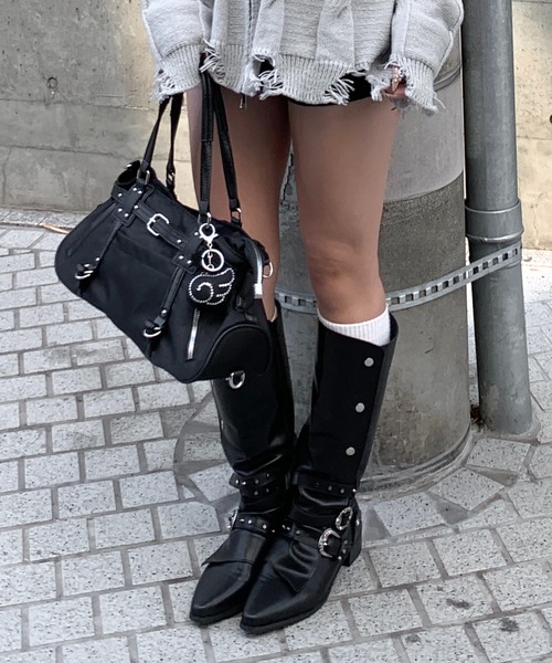 lilful ブーツ 「2WAY」Y2K 足首ベルト付き サイドボタンデザイン