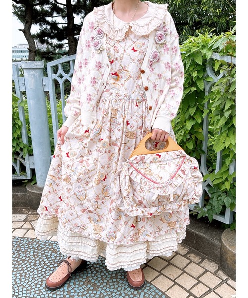 PINK HOUSE（ピンクハウス） カーディガン ローズモチーフ使い