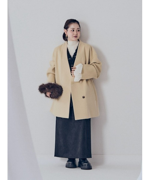 allureville（アルアバイル） ノーカラーコート コート カシミヤ混