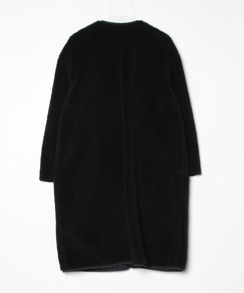 3070y美品 ユナイテッドアローズ ノーカラーカシミヤショートコート 黒