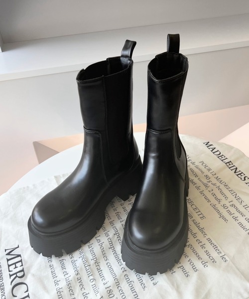 moment+ ブーツ 「累計販売数2万足突破！」厚底サイドゴアブーツ