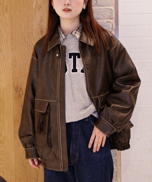 Ray BEAMS（レイ ビームス） ブルゾン アウター フェイクレザー