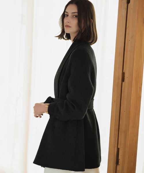 ELFRANK ノーカラーコート コート 「ウール90％＋アルパカ10