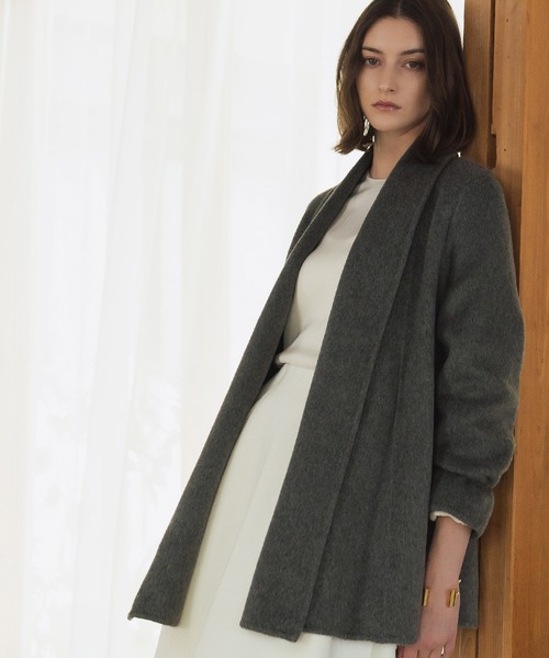 ELFRANK ノーカラーコート コート 「ウール90％＋アルパカ10
